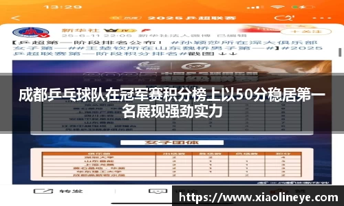 成都乒乓球队在冠军赛积分榜上以50分稳居第一名展现强劲实力