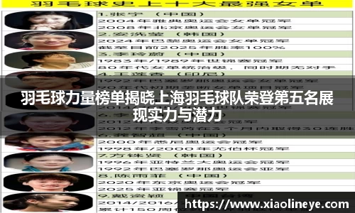 羽毛球力量榜单揭晓上海羽毛球队荣登第五名展现实力与潜力